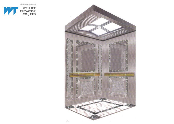 Modern Yolcu Asansörü için Ayna ve Gravür Asansör Kabini Dekorasyonu